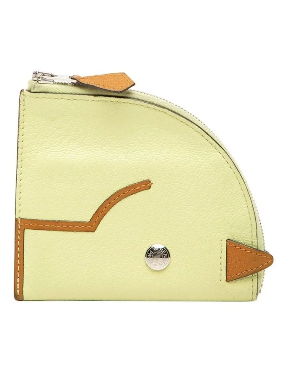 Hermes Paddock Coin Purse Mini Wallet Yellow Brown Chevre